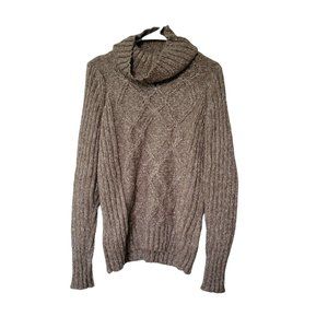 St. John's Bay taupe cowl neck Long sleeve cable knit sweater women's large 1112